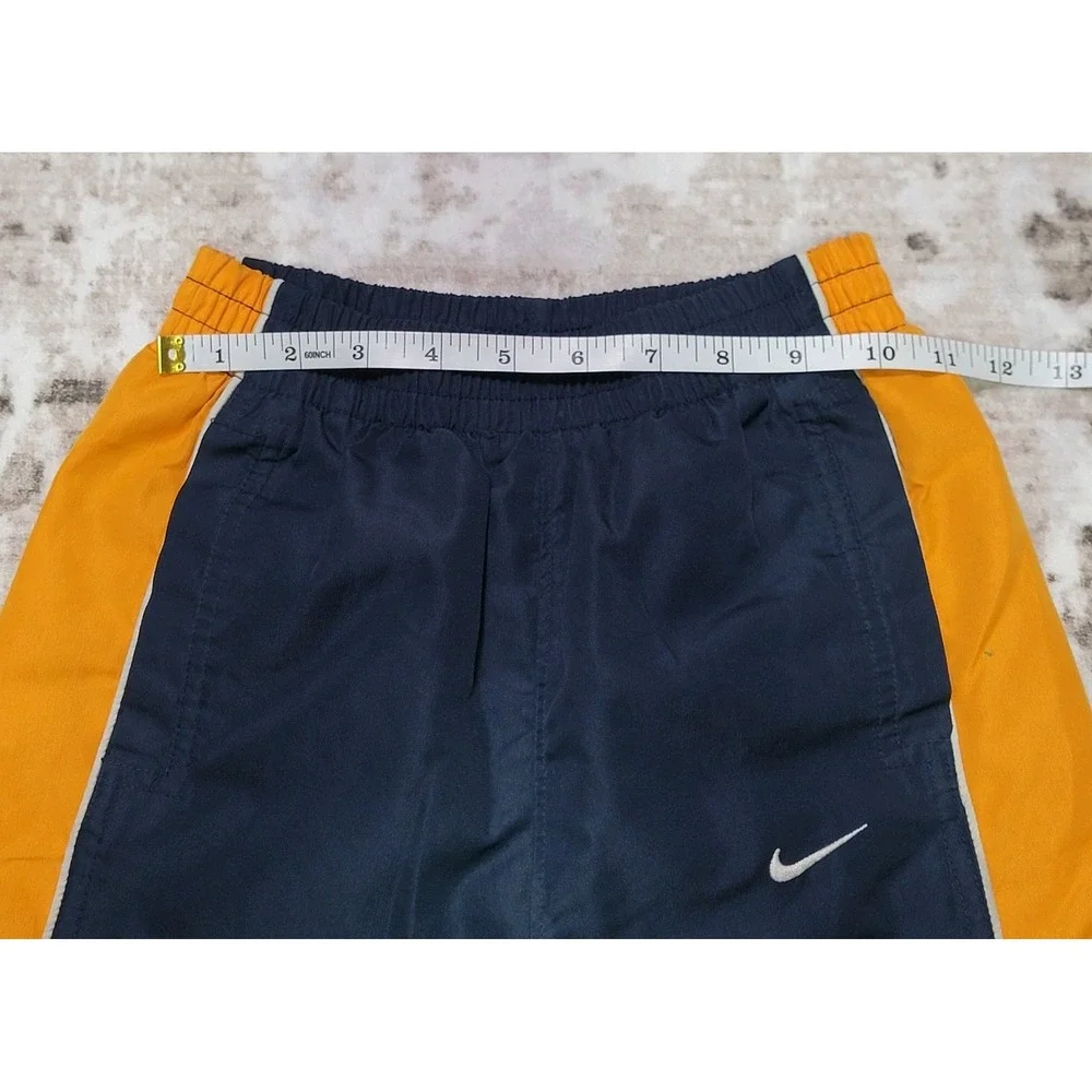 Nike Youth 7 Track Pants Navy Yellow Mesh Lined Windbreaker Athletic Cargo Y2K